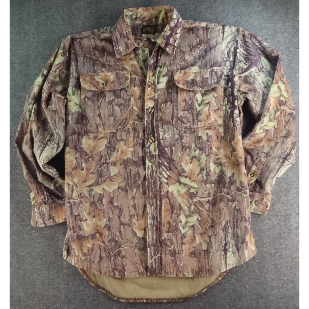 Vintage Westark Pro Outdoors Button Up Shirt L Camouflage Hunting USA Made